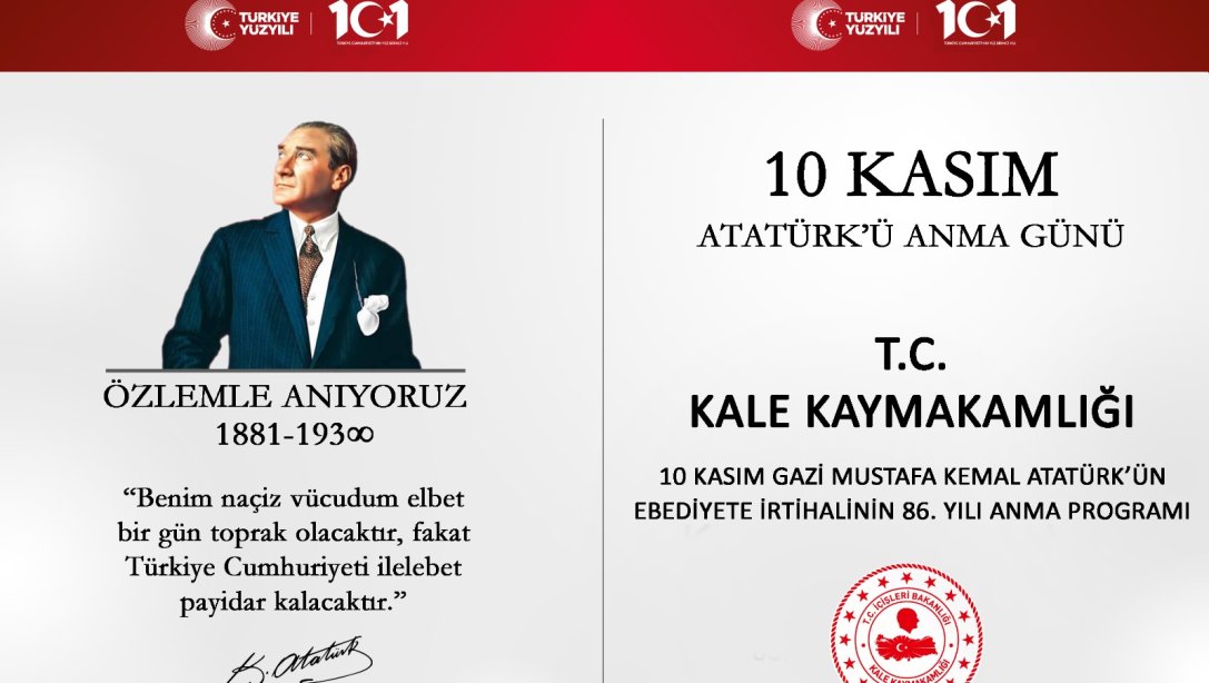 10 KASIM ATATÜRK'Ü ANMA PROGRAMI